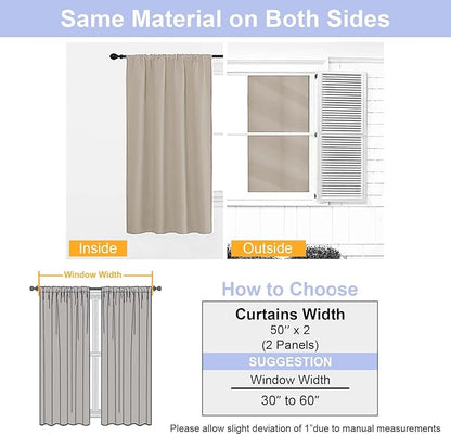 Simplebrand Ava Biscotti Beige Blackout Curtains for Bedroom 84 Inch Length 2 Panels Set, Solid Thermal Insulated Privacy Nursery Window Treatment Curtains Blackout Drapes, W50 x L84 Inch