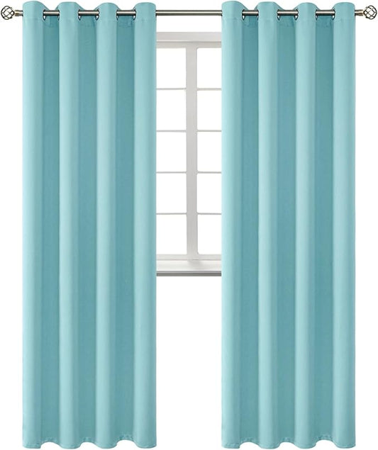 BGment Blackout Curtains - Grommet Thermal Insulated Room Darkening Bedroom and Living Room Curtains, Set of 2 Panels (52 x 95 Inch, Baby Blue)