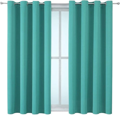 ChrisDowa Grommet Room Darkening Curtains for Bedroom and Living Room - 2 Panels Set Thermal Insulated Blackout Curtains (Teal, 52W x 63L)
