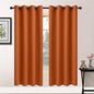 Yakamok Soft and Smooth Orange Blackout Curtains for Bedroom - Grommet Thermal Insulated Room Darkening Curtains for Living Room, Set of 2 Panels (52 x 72Inch, Burnt Orange)