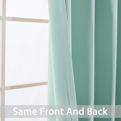 Yakamok Aqua Blackout Curtains 84 Inch Length Light Blocking Thermal Insulated Room Darkening Solid Grommet Window Treatment Drapes Curtain for Bedroom Living Room (W52xL84 2 Panels Aqua Blue)