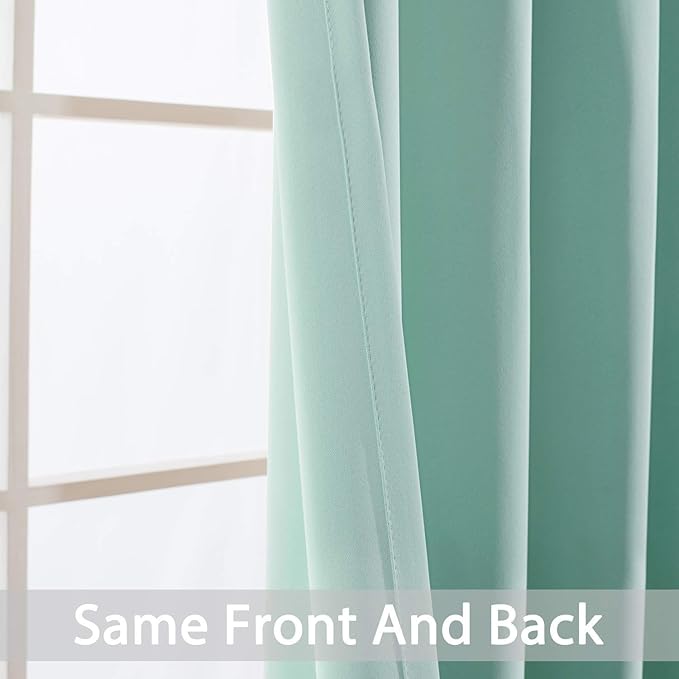 Yakamok Aqua Curtains 63 Inch Length Blackout Room Darkening Thermal Insulated Curtain for Bedroom,Aqua Blue Light Blocking Window Treatment Drapes for Living Room 52x63 Inch,2 Panels