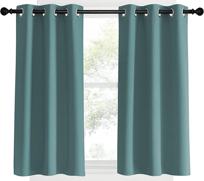 NICETOWN Modern Blackout Curtains Noise Reducing, Greyish Blue, 2 Panels, W34 x L40 -Inch, Thermal Insulated and Privacy Room Darkening Drape Panels for Boy's Guest Room Door Small Short Window