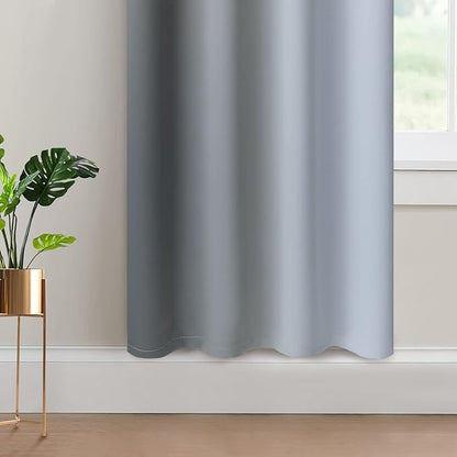 Yakamok Gray and Greyish White Thermal Insulated Grommet Light Blocking Window Drapes,Room Darkening Gradient Color Ombre Curtains for Bedroom (52W x 72L / 2 Panels, One Pair)