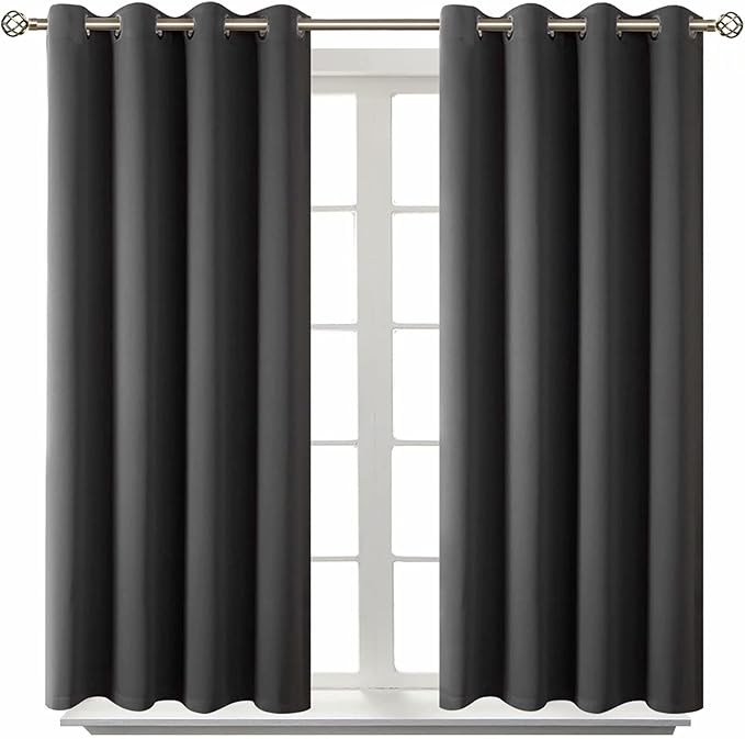 BGment Blackout Curtains - Grommet Thermal Insulated Room Darkening Bedroom and Living Room Curtain, Set of 2 Panels (52 x 54 Inch, Dark Grey)
