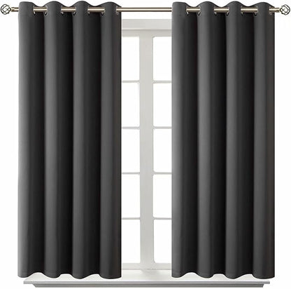BGment Blackout Curtains - Grommet Thermal Insulated Room Darkening Bedroom and Living Room Curtain, Set of 2 Panels (52 x 54 Inch, Dark Grey)