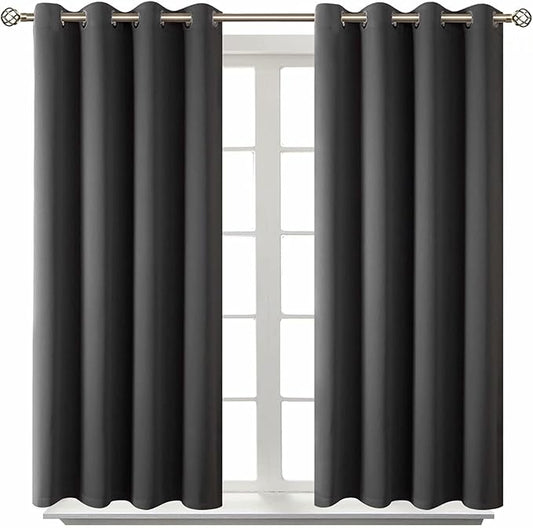 BGment Blackout Curtains - Grommet Thermal Insulated Room Darkening Bedroom and Living Room Curtain, Set of 2 Panels (52 x 54 Inch, Dark Grey)