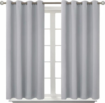 BGment Room Darkening Curtains 45 Inches Long - Grommet Thermal Insulated Drapes Window Treatment Curtains for Bedroom, 2 Panels, 52 x 45 Inch, Light Grey