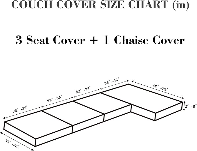 Sofa Covers Couch Covers for Sofa Pet Friendly Couch Cushion Covers Universal Sofa Covers Washable Stretch Slipcovers for Sectional Sofa (Texture Brown, 3 Seats + Chaise Cover)