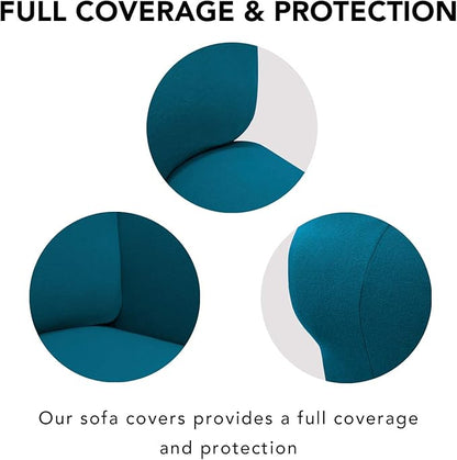 PureFit Super Stretch Oversized Sofa Slipcover – Spandex Non Slip Soft Couch Sofa Cover, Washable Furniture Protector with Non Skid Foam and Elastic Bottom for Kids（Oversized Sofa, Peacock Blue）