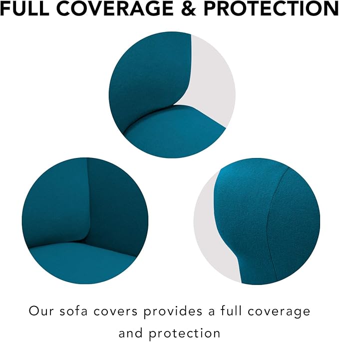 PureFit Super Stretch Chair Sofa Slipcover – Spandex Non Slip Soft Couch Sofa Cover, Washable Furniture Protector with Non Skid Foam and Elastic Bottom for Kids, Pets （Chair, Peacock Blue）