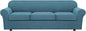 H.VERSAILTEX 4 Piece Stretch Sofa Covers for 3 Cushion Couch Covers for Living Room Furniture Slipcovers (Base Cover Plus 3 Seat Cushion Covers) Thicker Jacquard Fabric (Large Sofa, Storm Blue)