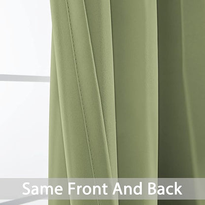 Yakamok Room Darkening Blackout Curtains for Bedroom,Thermal Insulated Grommet Top Light Blocking Window Drapes for Living Room,42W x 72L,Sage Green,2 Panels