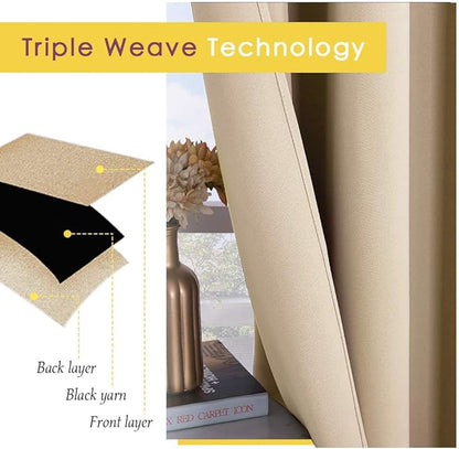 NICETOWN Room Darkening Draperies Window Curtain Panels, Thermal Insulated Grommet Room Darkening Curtains for Bedroom (Biscotti Beige, 2 Panels, W70 x L72 -inch)