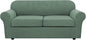 H.VERSAILTEX 3 Piece Stretch Sofa Covers for 2 Cushion Sofa Couch Covers for Living Room Sofa Slipcovers (Base Cover Plus 2 Seat Cushion Covers) Thicker Jacquard Fabric(Large Sofa, Loden Frost)