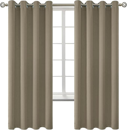BGment Room Darkening Curtains 72 Inches Long - Grommet Thermal Insulated Drapes Window Treatment Curtains for Bedroom, 2 Panels, 52 x 72 Inch, Cocoa