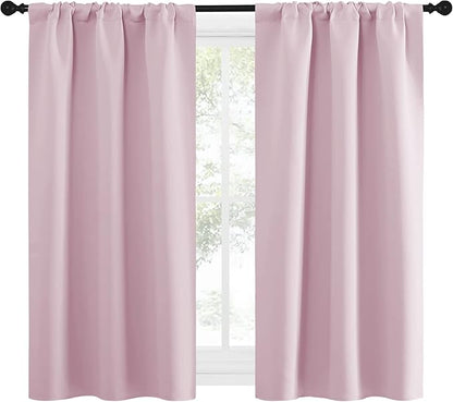 NICETOWN Kitchen Curtains, Privacy & Light Block Out Window Curtains & Drapes for Loft, Cupboard, Cafe, Girls Bedroom (Lavender Pink, 34 in x 54 in (W x L), 2 Panels)