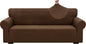 ZNSAYOTX 1 Piece Jacquard Couch Covers for 3 Cushion Couch Living Room High Stretch Sofa Cover Pets Dogs Friendly Anti Slip Thickened Slipcovers Furniture Protector (Large, New Pattern Coffee)