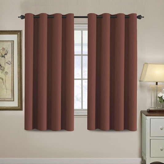 H.VERSAILTEX Blackout Curtain for Living Room Thermal Insulated Window Treatment Curtain Extra Long 63 inch Length Energy Saving Solid Grommet Top Blackout Drape, One Panel, Rust, 52" W x 63" L