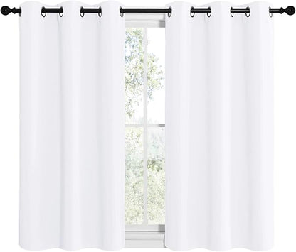 NICETOWN Draperies Curtains Panels, Blocking Out 50% Sunlight Window Treatment Curtains, Grommet Top Small Window Drapes for Bedroom (2 Panels, 42 by 40, White)