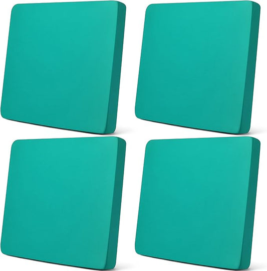 Newwiee Set of 4 Stretch Patio Cushion Covers Sofa Couch Seat Chair Slipcovers Cushion Cover Replacement Furniture Protector for Pets Washable(Turquoise,Seat Cover,Solid)