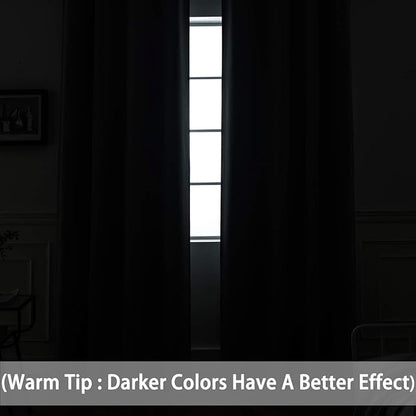 Yakamok 84 Inch Long Light Blocking Navy Blue Blackout Curtains, Room Darkening Thermal Insulated Blackout Drapes with Grommet for Bedroom (52x84Inch, 2 Panels)