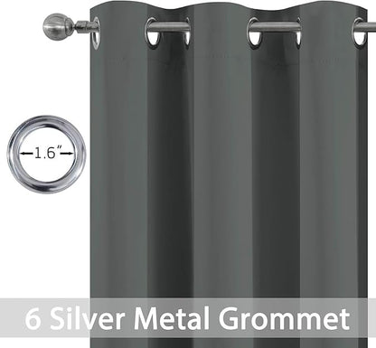 Yakamok 84 Inch Length Blackout Curtains for Bedroom, Thermal Insulated Room Darkening Grommet Top Window Drapes for Living Room,Dark Grey,42W x 84L,2 Panels