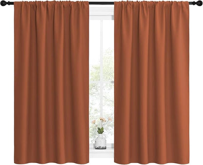 NICETOWN Blackout Curtains and Drapes - Thermal Insulated Solid Rod Pocket Blackout Draperies/Panels (Burnt Orange, 1 Pair, 42 by 54 inches)