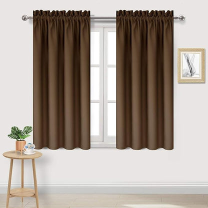 DWCN Brown Blackout Curtains for Bedroom – Rod Pocket Thermal Insulated Energy Saving Drapes for Living Room and Bedroom, W 38 x L 54 Inch, 2 Panels