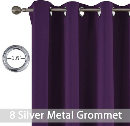 Yakamok Kitchen Bathroom Window Curtains - Blackout Curtains Small Window Short Drapes for Bedroom Living Room Kids Nursery Room(2 Panels,Purple,52x36 Inch)