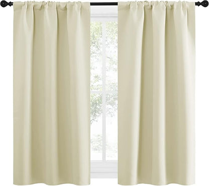 NICETOWN Kitchen Curtains, Short Blackout Curtains & Drapes, Home Decoration Privacy Thermal Insulated Curtains for Unicorn Theam Room (Beige, 34" Wide, 54" Long, 2 PCs)