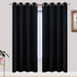 Yakamok Soft and Smooth Blackout Curtains for Bedroom - Grommet Thermal Insulated Room Darkening Curtains for Living Room, Set of 2 Panels (52W x 72L Inch, Black)