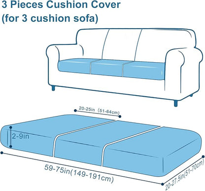 Smiry Printed Couch Cushion Covers, Stretch Soft Couch Covers for Sofa, Washable Non-Slip Sofa Slipcover Furniture Protector for Indoor and Outdoor (3 Pack, Mocha)