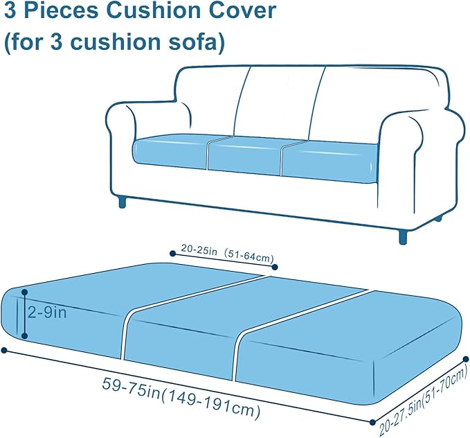 Smiry Printed Couch Cushion Covers, Stretch Soft Couch Covers for Sofa, Washable Non-Slip Sofa Slipcover Furniture Protector for Indoor and Outdoor (3 Pack, Red)