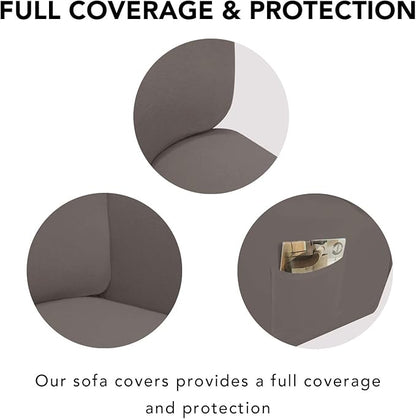 PureFit Super Stretch Chair Sofa Slipcover with Pocket – Spandex Non Slip Soft Couch Sofa Cover, Washable Furniture Protector with Elastic Bottom for Kids, Pets （Recliner, Taupe）