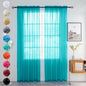 youleyar Solid Sheer Rod Pocket Curtain Voile Draperies 2 Panels White Beige Black Grey Coffee 52 Inch Width 84 Inch Long 1 Pair for Kitchen Bedroom Children Living Room Yard (Peacock Blue,52Wｘ84L)