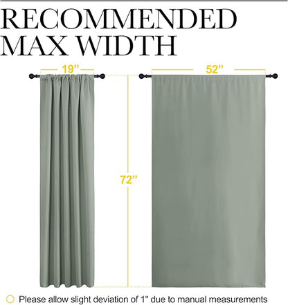 NICETOWN Window Curtains Blackout Drapes - Thermal Insulated Solid Rod Pocket Blackout Curtains/Draperies for Living Room (Sage Green, One Pair, 52 by 72-Inch)