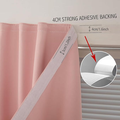 Self Adhesive Curtains, Stick Curtain Blackout Shades Window Cover Curtains for Living Room No Drilling, 47" W X 96" L, Pink, 1 Panel