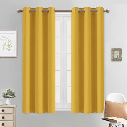 Yakamok Blackout Curtains Room Darkening Thermal Insulated with Grommet Window Curtain for Bedroom, 38 x 54 inch,Mustard Yellow, 2 Panels