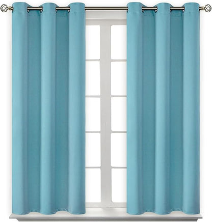 BGment Blackout Curtains - Grommet Thermal Insulated Room Darkening Bedroom and Living Room Curtains, Set of 2 Panels (38 x 54 Inch, Aqua)