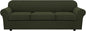 H.VERSAILTEX 4 Piece Stretch Sofa Covers for 3 Cushion Couch Covers for Living Room Furniture Slipcovers (Base Cover Plus 3 Seat Cushion Covers) Thicker Jacquard Fabric (Large Sofa, Olive)