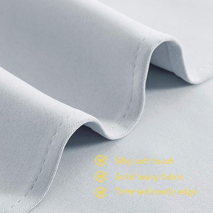 NICETOWN Room Darkening Curtain Panels for Bedroom, Greyish White, 2 Panels, 42 by 80, Easy-Care Solid Thermal Insulated Grommet Room Darkening Draperies/Drapes