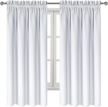 DWCN White Room Darkening Blackout Curtains - Thermal Insulated Privacy Energy Saving Window Curtain Drapes 52 x 63 inch Length, Set of 2 Bedroom Living Room Curtains