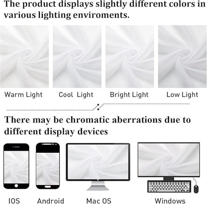 Lecloud White Sheer Curtains 48 Inch Length 2 Pcs, Light Filtering Voile Bathroom Curtains for Bedroom Basement Living Room, Farmhouse Window Treatments Rod Pockets Drapes, Each Panel 42" W x 48" L