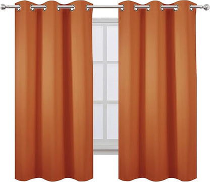 LEMOMO Orange Blackout Curtains 42 x 63 Inch Length/Set of 2 Curtain Panels/Thermal Insulated Room Darkening Blackout Curtains for Bedroom