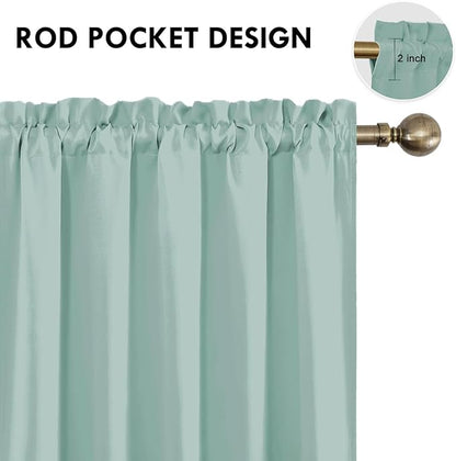 DWCN Blackout Curtains for Living Room Thermal Insulated, Energy Saving & Noise Reducing Bedroom Curtains, Sage Green, W 60x L 63 Inch, Set of 2 Rod Pocket Curtain Panels