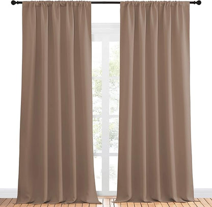 NICETOWN Room Darkening Curtains for Bedroom - Home Decoration Privacy Protection Thermal Insulated Solid Drapes/Draperies for Sliding Glass Door (Cappuccino, Set of 2, 52 x 95 inches)
