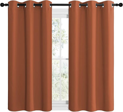 NICETOWN Bedroom Curtains 50 inches Long, Privacy and Thermal Insulated Blackout Drapes for Windows (Burnt Orange, 1 Pair, 42 x 50 inches)