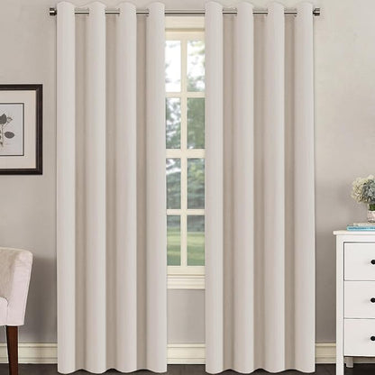 H.VERSAILTEX Blackout Curtain for Living Room Thermal Insulated Window Treatment Curtain Extra Long 96 inch Length Energy Saving Grommet Top Blackout Drape, One Panel, Natural, 52" W x 96" L