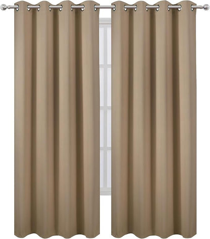 LEMOMO Blackout Curtains 66 x 84 inch/Natural Curtains Set of 2 Panels/Thermal Insulated Room Darkening Bedroom Curtains